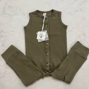 NWT Kate Quinn Olive Green Ribbed Botton Sleeveless Union Suit